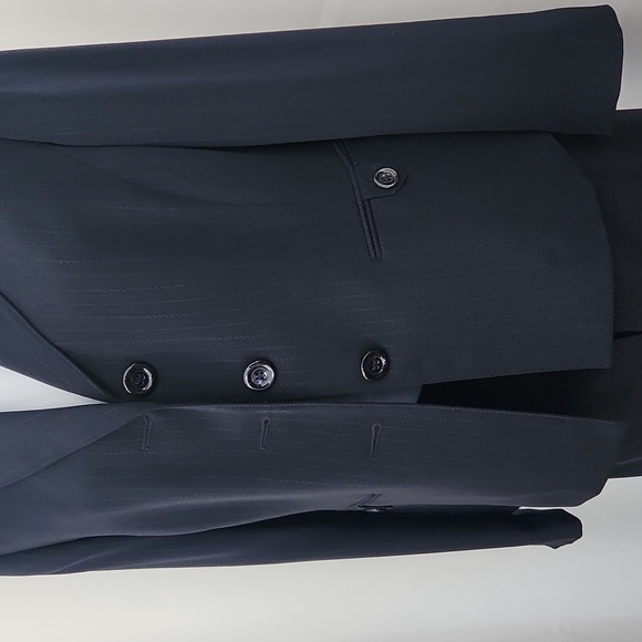 Kasper Petite 10P Navy Pinstripe Pant Suit Blazer & Trousers Career Professional - Picture 7 of 11
